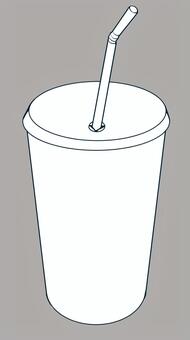 ファストフード店の飲み物（白塗り） ドリンク,カップ,ドリンクカップ,飲み物,線画,塗り絵,ジャンクフード,ファストフード,ストロー,紙コップのイラスト素材