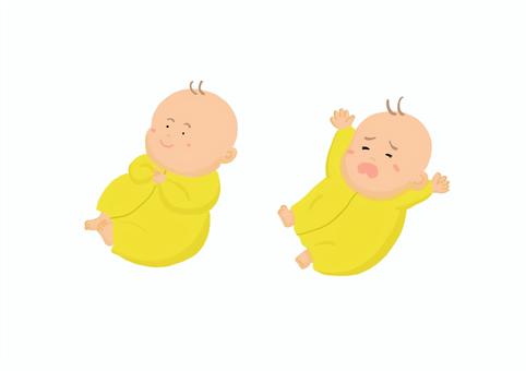 赤ちゃん　イラスト 赤ちゃん,ベビー,育児,人物,子供,かわいい,ほんわか,手書き,全身,新生児のイラスト素材