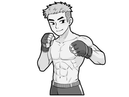 総合格闘家【グレースケール】 格闘技,総合格闘技,総合格闘家,男性,強い,選手,グレースケールのイラスト素材