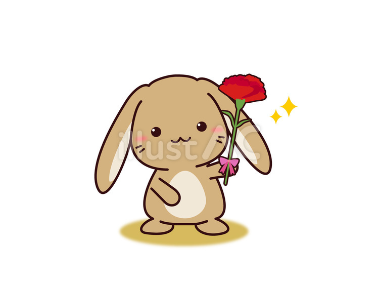 垂れ耳うさぎさん（母の日） うさぎ,ロップイヤー,垂れ耳のイラスト素材