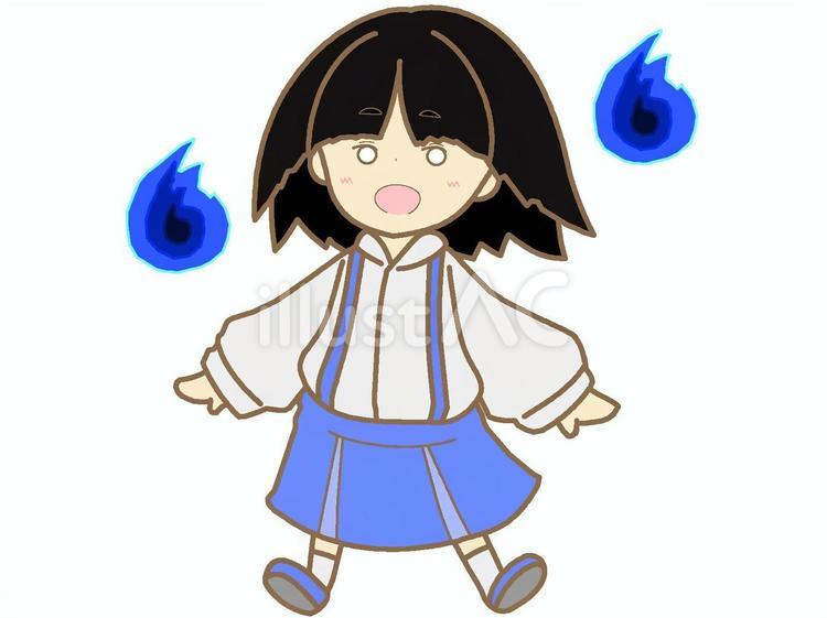 青色モチーフのトイレの花子さんのアイコン 花子さん,トイレ,おばけのイラスト素材
