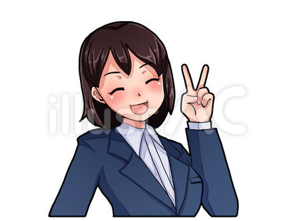 笑顔でピースする女性