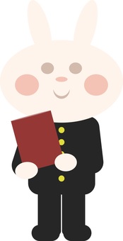 学ラン卒業うさぎ うさぎ,動物,キャラクター,笑顔,全身,学ラン,卒業,卒業証書,制服,卒業生のイラスト素材