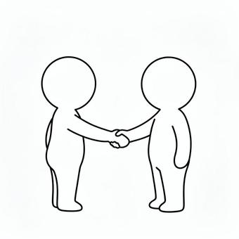 握手する棒人間 棒人間,人,シルエット,人間,握手,挨拶,仲直りのイラスト素材