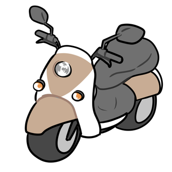 スクーター　バイクのイラスト バイク,スクーター,原付,茶色,かわいい,乗り物,イラストのイラスト素材