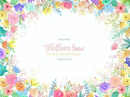 Colorful wildflower watercolor frame horizontal composition, JPG, PNG and AI Colorful wildflower watercolor frame horizontal composition, flower, rose, frame, JPG, PNG and AI