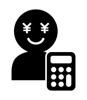 お金の目の人と電卓 お金,電卓,金儲け,売上,会計,人物,アイコン,計算,金融,貯金のイラスト素材