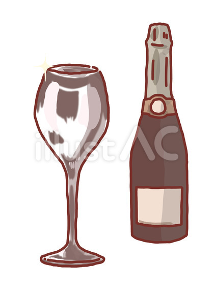 ワイングラスとワインだけのイラスト