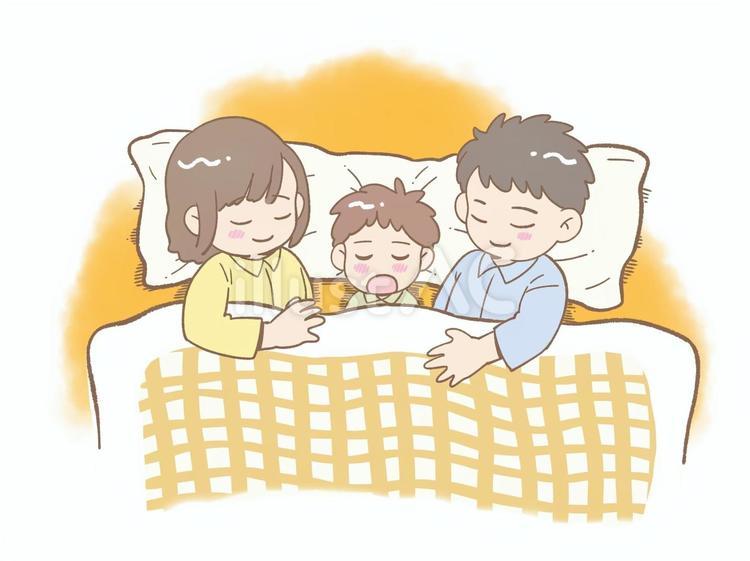 眠る家族 家族,睡眠,親子のイラスト素材