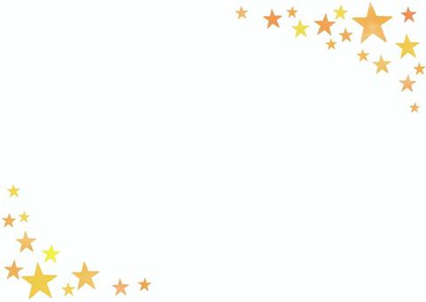 水彩の星のフレーム_ゴールド フレーム,枠,星,スター,ゴールド,黄金色,金色,オレンジ,橙色,だいだい色のイラスト素材