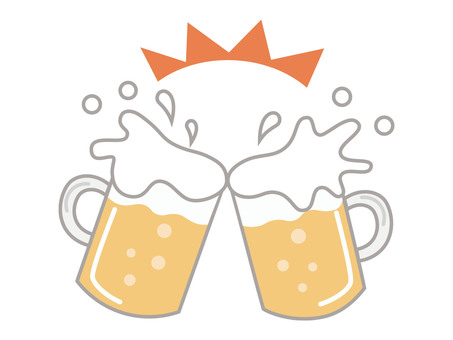 ビールで乾杯 ビール,乾杯,ジョッキ,泡,ぶつかる,お酒,飲み会,忘年会,飲み放題,アルコールのイラスト素材