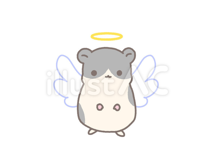 死んだハムスター　天使　グレー 天使,ハムスター,小動物のイラスト素材