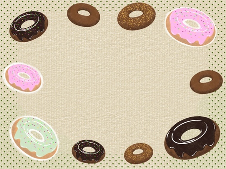 ドーナツフレーム4イエロー フレーム,枠,飾り枠,装飾,ドーナツ,食べ物,おやつ,お菓子,洋菓子,手描きのイラスト素材