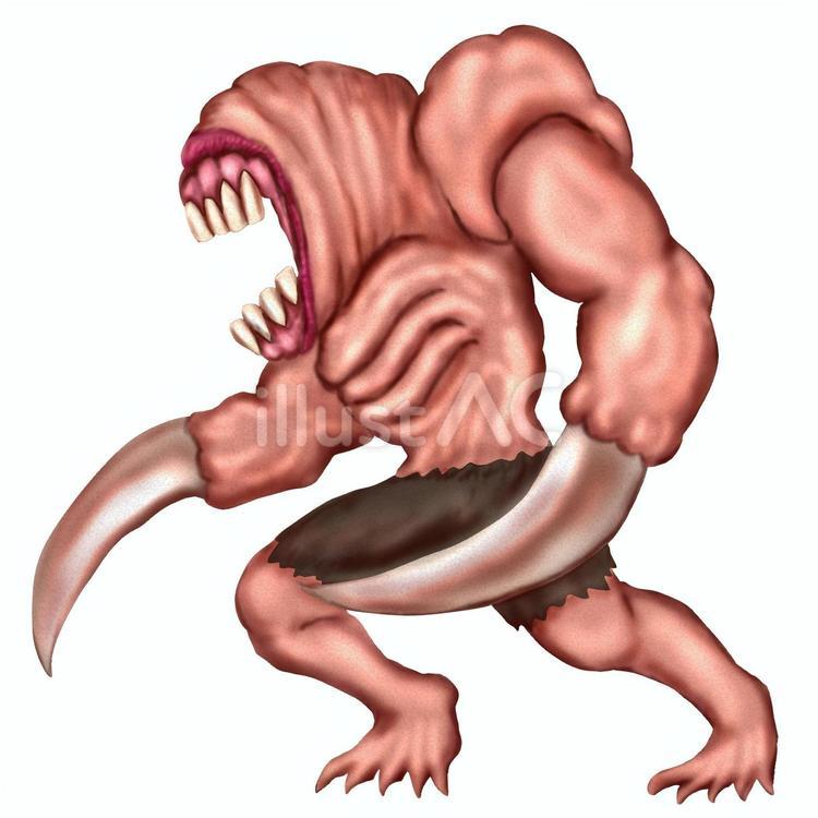 人間のなれの果てみたいな巨漢クリーチャー横 クリーチャー,怪物,化け物のイラスト素材