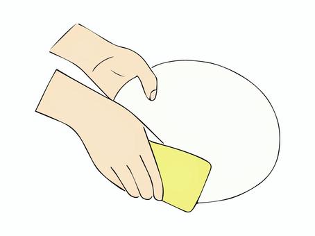 お皿洗いする手元 皿,洗う,洗い,家事,炊事,手元,スポンジ,ゴム手袋,手書きのイラスト素材