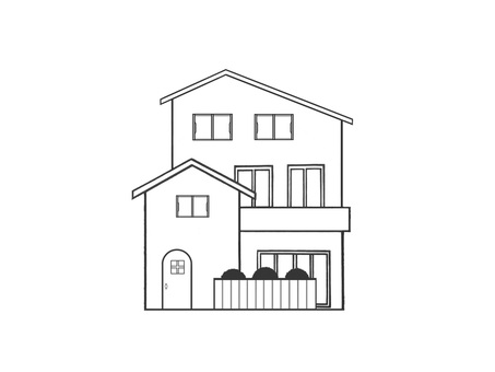 新築二階建ての家（マイホーム） 家,マイホーム,屋根,扉,窓,新築,住宅,家屋,自宅,持ち家のイラスト素材
