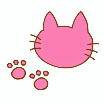 猫のマーク（ピンク） 猫,猫モチーフ,ピンク,イラスト,手描き,かわいい,素材,イメージ,デザイン,挿絵のイラスト素材