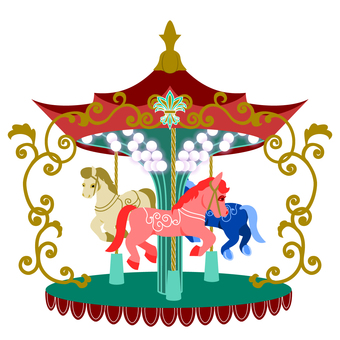 メリーゴーランド メリーゴーランド メリーゴーラウンド,回転木馬,遊園地,装飾,メルヘン,楽しい,遊具のイラスト素材