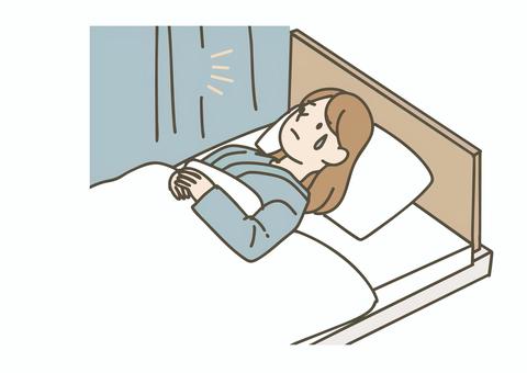 周囲の音に悩む女性患者 周囲の音に悩む女性患者 入院,病院,患者,女性,悩み,不眠,騒音,ストレス,医療,病室のイラスト素材