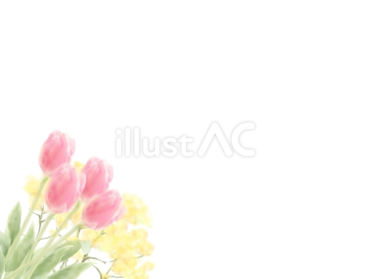 24_チューリップと菜の花2（左　水彩） チューリップ,花,春のイラスト素材