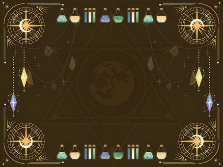 魔法道具フレーム背景4 魔法,魔法道具,ポーション,月,星,不思議,ミステリアス,神秘的,デザイン,詰め合わせのイラスト素材