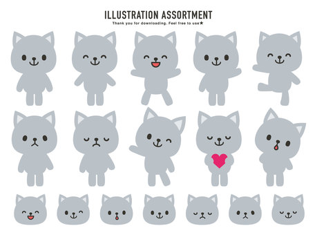 고양이 일러스트 세트 JPG/PNG/AI, 고양이 일러스트 세트 JPG/PNG/AI, 동물, 고양이, 귀여운,