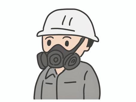 ガスマスクの作業員 保護具,防毒,防塵,ガス,マスク,男性,安全衛生,従業員,作業員,予防のイラスト素材