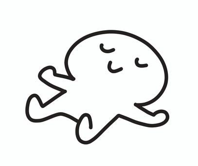 目を閉じて大の字になって寝る人　開放感 寝る,睡眠,大の字,棒人間,かわいい,手描き,男性,女性,子供,線画のイラスト素材