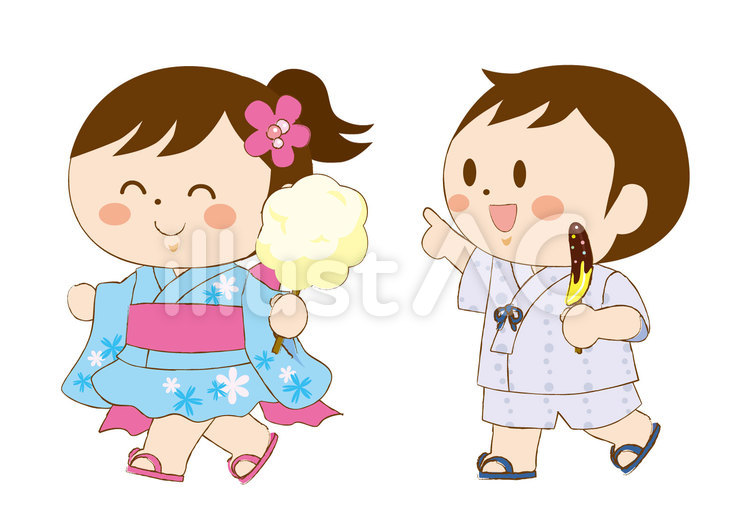 浴衣の子供 こども,人物,かわいいのイラスト素材