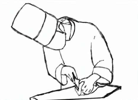 魚を下処理する人 調理師,料理人,コックさん,コック服,調理,料理,シェフ,飲食店,レストラン,専門学生のイラスト素材