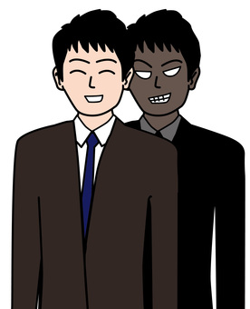 詐欺男性　 裏,顔,企む,笑み,怪しい,詐欺,犯人,若い,男性,スーツのイラスト素材