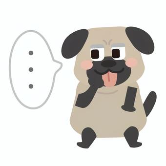 考えるパグ パグ,犬,犬種,動物,生き物,ペット,かわいい,考える,思考,思想のイラスト素材