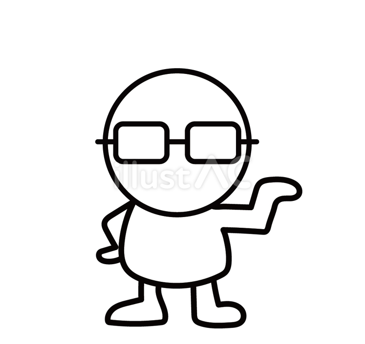 メガネの白い人がお知らせ メガネ,キャラクター,お知らせのイラスト素材