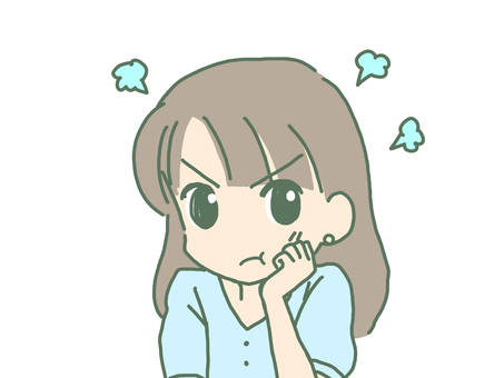 頬を膨らませてぷんぷん怒る女の子 怒る,女の子,プンプン,人物,顔,表情,頬,ほっぺ,膨れる,ロングヘアーのイラスト素材