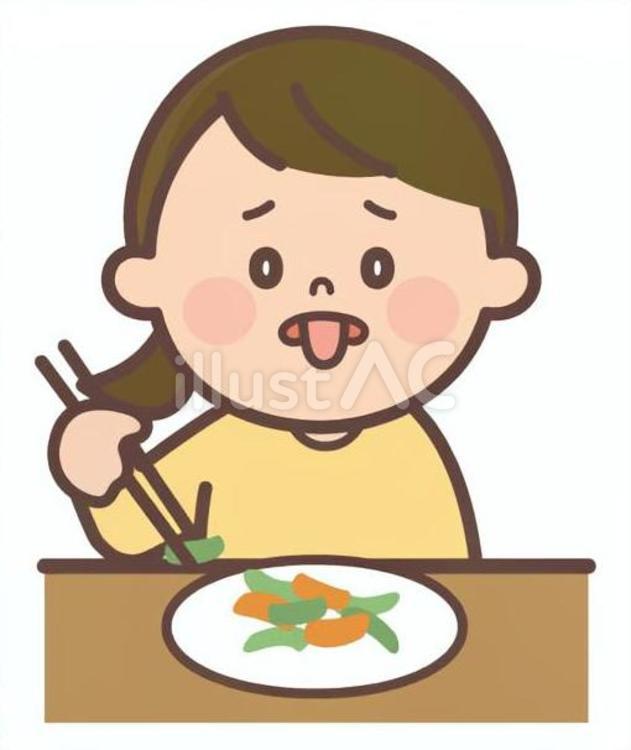 野菜が嫌いな女性 偏食,好き嫌い,嫌いのイラスト素材