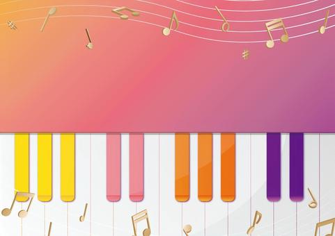 カラフルでポップなピアノと音符の背景素材 音楽,音符,記号,楽譜,ピアノ,鍵盤,カラフル,ポップ,背景のイラスト素材