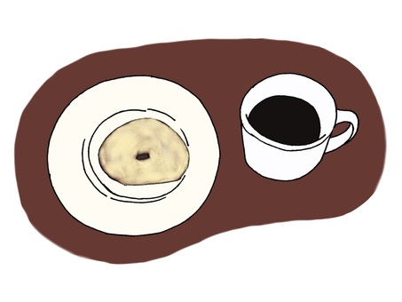 きなこドーナツとコーヒー ドーナツ,コーヒー,きなこ,ランチマット,おやつのイラスト素材