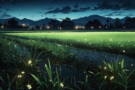 Illustration, japan, landschaft, nacht, 