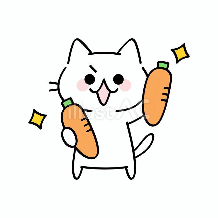 にんじんを持っている猫 猫,かわいい,キャラクターのイラスト素材