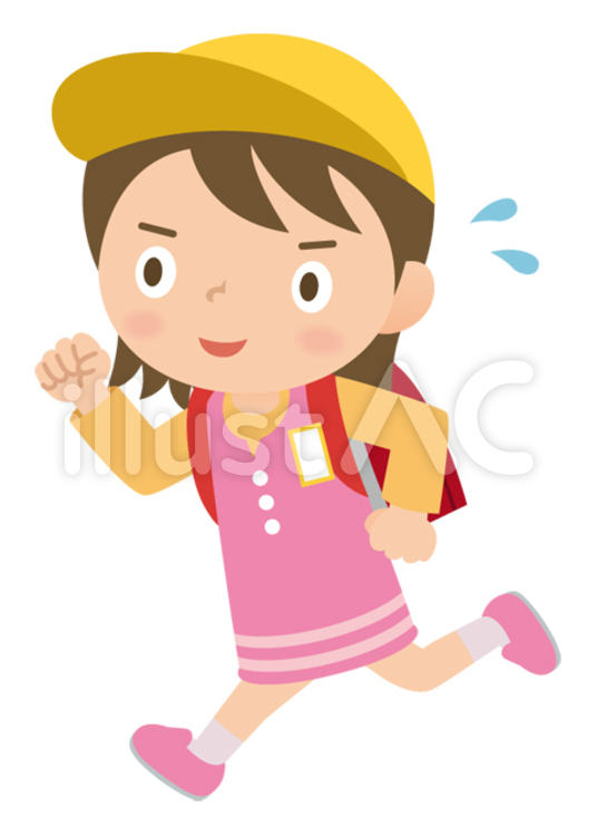 走る小学生の女の子 走る,小学生,女の子のイラスト素材