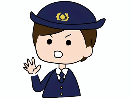 手を前に出す警察官　女性 警察官,おまわりさん,女性,ストップ,かわいい,手描き,イラスト,フリー,無料のイラスト素材