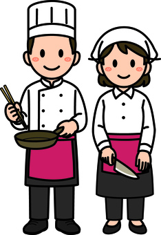 赤の厨房スタッフです。 厨房,スタッフ,シンプル,キッチン,料理人,調理,シェフ,コック,レストラン,飲食店のイラスト素材