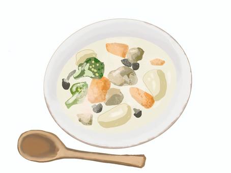クリームシチュー クリームシチュー,シチュー,おかず,リアル,手描きのイラスト素材