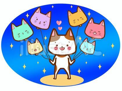 風船子供猫さん