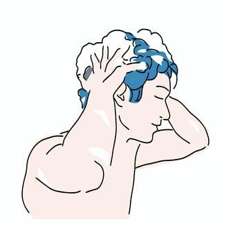シャンプーで頭を洗う男性 頭皮,男性,シャンプー,頭を洗う,シャワーのイラスト素材