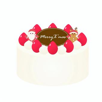 クリスマスケーキ クリスマスケーキ,ケーキ,ホールケーキ,イチゴショートケーキ,トナカイ,サンタ,ホイップクリーム,チョコレートプレートのイラスト素材