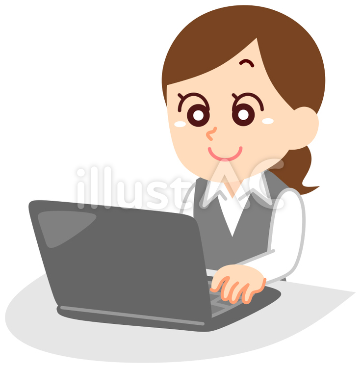 パソコンを使うOLさん 会社員,ol,パソコンのイラスト素材