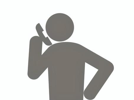 電話の受話器で話す人のピクトグラム（灰色