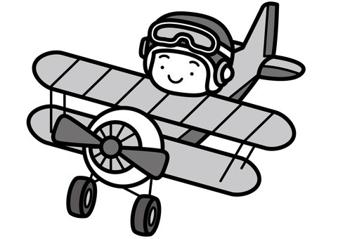プロペラ機-2c プロペラ機,飛行機,乗り物,パイロット,操縦者,操縦,飛ぶ,職業,ヘルメット,ゴーグルのイラスト素材