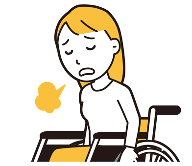  ロングヘア女性(黄)-323-バスト 車いす,女性,女の子,人物,かわいい,障害者,車椅子,疲れ,疲労,汗のイラスト素材